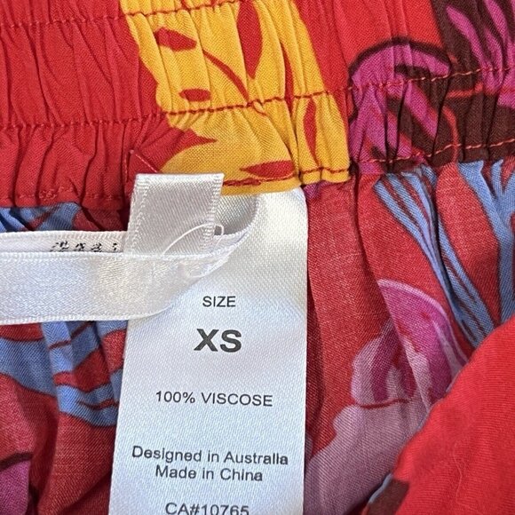 Seafolly Red Floral Cropped Pants Size Xs Wide Leg - Picture 4 of 6